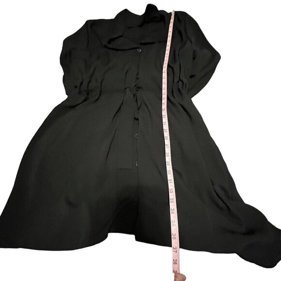 ASOS BLACK COLLARED SHIRT MINI BUTTON FRONT DRESS CINCHED WAIST TIE WOMEN 18 - Picture 6 of 10